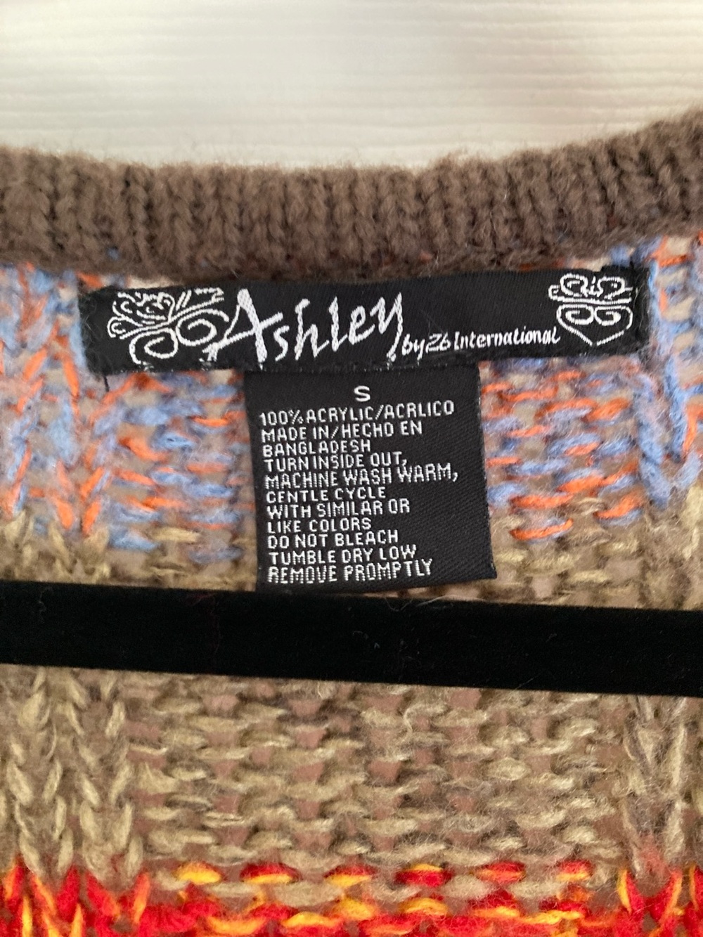 Ashley By 26 International Striped V-Neck Sweater in Brown, Red, Navy & Cream - Picture 2 of 4